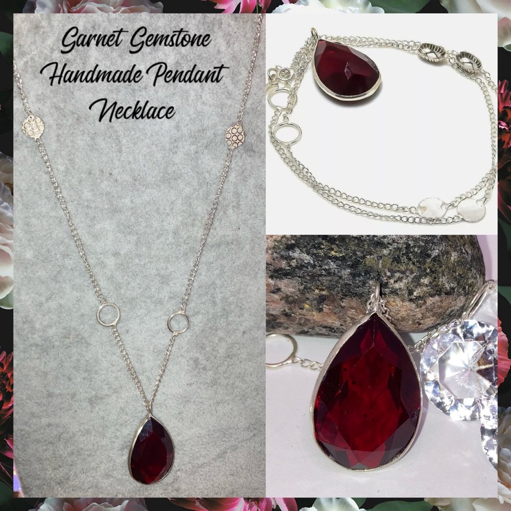 Elegant Garnet Gemstone Handmade Pendant Necklace